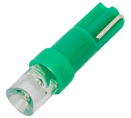 Светодиод Nord-Yada T5-01 (1LED) 12V W1,2W Base:W2,0x4,6d 0.13W 1.8lm конус зеленый (2 шт в 1 упаковке) 900279