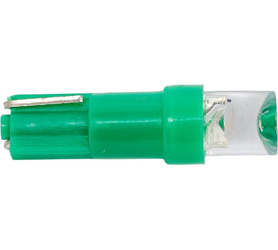 Светодиод Nord-Yada T5-01 (1LED) 12V W1,2W Base:W2,0x4,6d 0.13W 1.8lm конус зеленый (2 шт в 1 упаковке) 900279