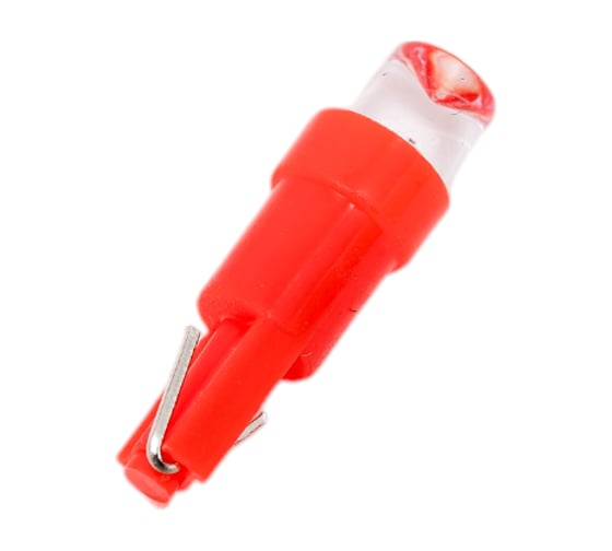 Светодиод Nord-Yada T5-01 (1LED) 12V W1,2W Base:W2,0x4,6d 0.13 W 0.45 lm конус красный (2 шт в 1 упаковке) 900280