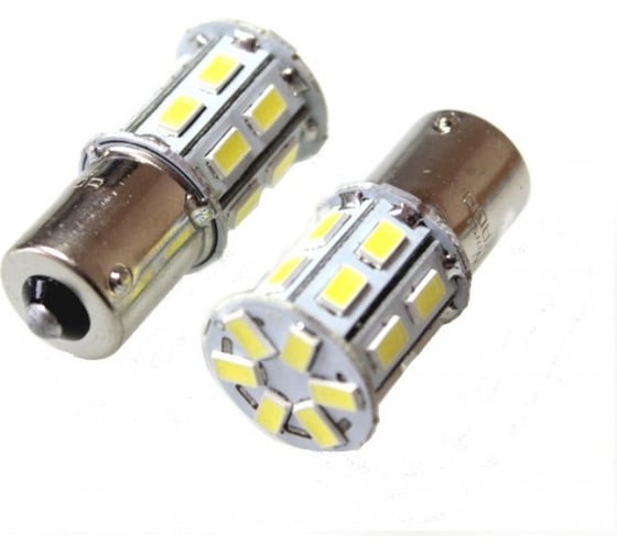Светодиод Nord-YadaS25 20SMD (size 5730) 12V P21W BA15s белый 2.8W 110lm (2 шт в 1 упаковке) 904597