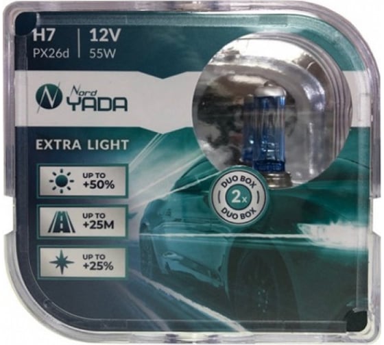 Лампа Nord-Yada H7 12V 55W EXTRA LIGHT +50 Plastic case - 2шт 907365