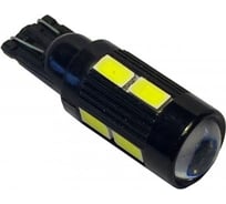 Светодиод Nord-Yada T10 10SMD (size 5630) 12V с увеличивающей линзой W2,1x9,5d белый (2шт в 1 уп.) 903862