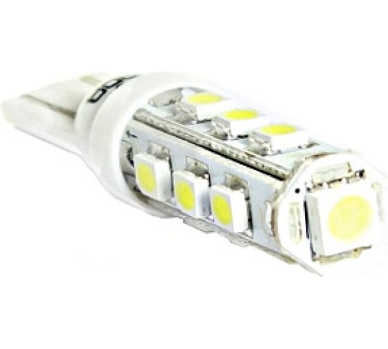 Светодиод Nord-Yada T10 13SMD (size3528x12+5050x1) 12V W5W (W2,1x9,5d) 1W 72lm белый (2шт в 1 уп.) 902680