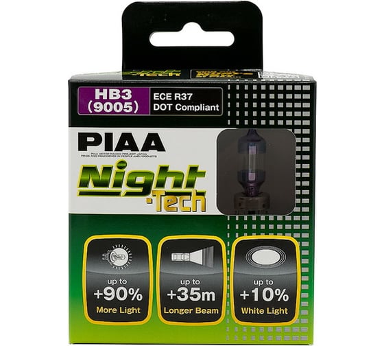 Лампы галогенные PIAA NIGHT TECH HB3 3600К 60W 2 шт Светоотдача 140W HE-825-HB3 1
