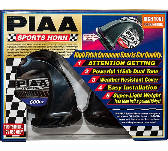 Сигналы звуковые PIAA EURO SPORTS HORN 500/600Hz 115 dB HO-8E 1