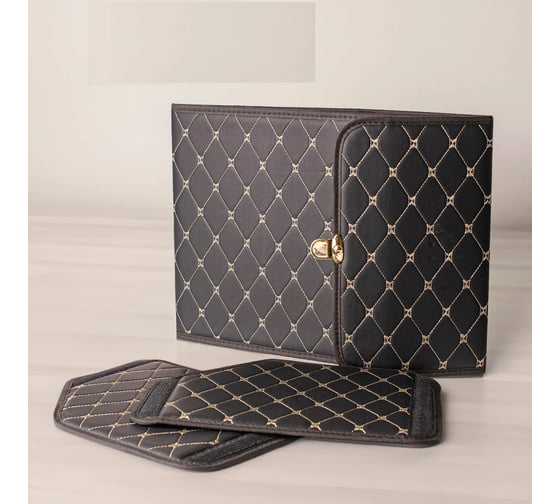 Ящик для багажника Good Sale 35x32x27 см, черный с золотой строчкой 10116BG