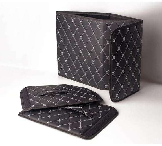 Ящик для багажника Good Sale 35x32x27 см черный с серебряной строчкой, с липучкой 10333