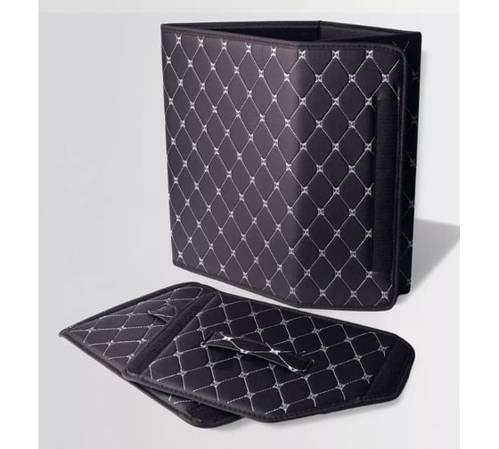 Ящик для багажника Good Sale 46x30x27 см, черный с серебряной строчкой, с липучкой 10336