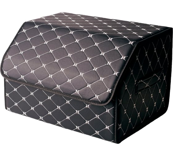 Ящик для багажника Good Sale 46x30x27 см, черный с серебряной строчкой, с липучкой 10336