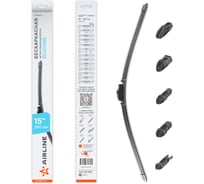 Бескаркасная щетка стеклоочистителя Airline SILICONE 380 мм (15) 5 адаптеров AWBBS003