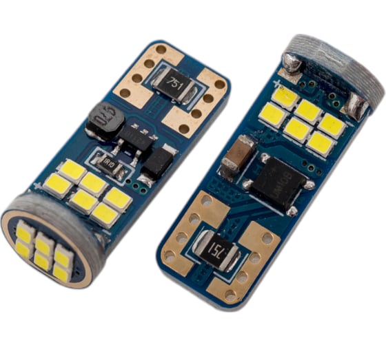 Автолампа SKYWAY диод T10 (W5W) 12/24V 18 SMD диодов 1-конт (CANBUS), белая, 2 шт. S08202043