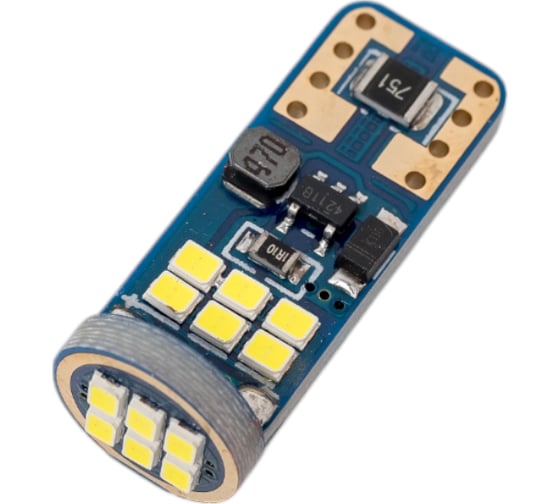 Автолампа SKYWAY диод T10 (W5W) 12/24V 18 SMD диодов 1-конт (CANBUS), белая, 2 шт. S08202043