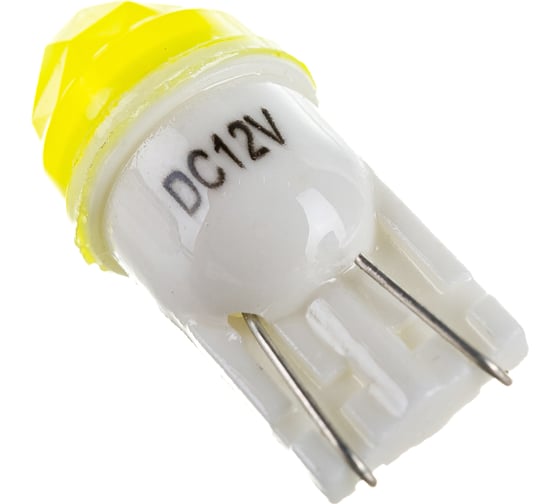 Автолампа SKYWAY диод T10W5W 12V 1SMD 1-конт керамика 3D Желтая Салон, габариты, номер, стопы S08201450