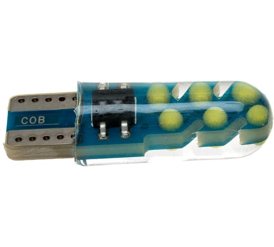 Автолампа SKYWAY диод T10 (W5W) 12V 12 COB диодов 1-конт белая, в комплекте 2 шт S08201432