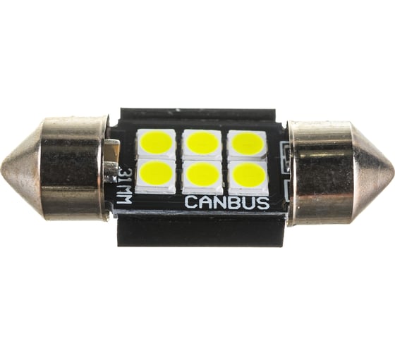 Автолампа SKYWAY диод T11C5W 12V 6SMD 1-конт 31мм с обманкой Белая Салон, номер S08201438
