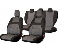 Чехлы сиденья HYUNDAI SOLARIS II HCR, 2017-н.в. SKYWAY Жаккард 12 предм. Черн/Темно-серый лев руль Hnd4-2