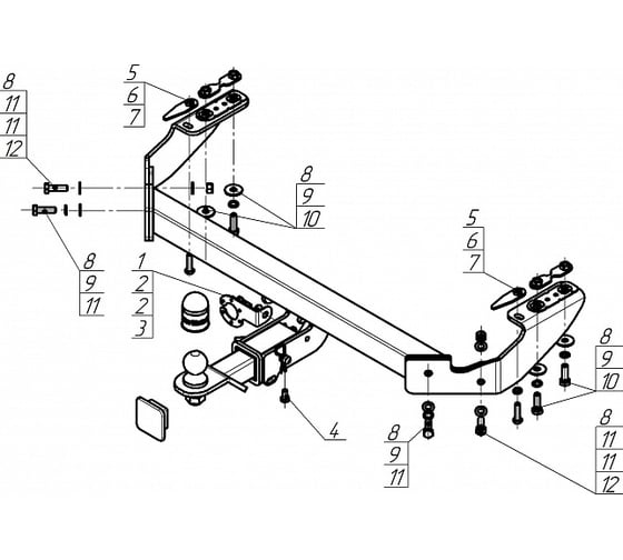 Фаркоп MOTODOR Exeed TXL 2024 - н.в. оцинкованный шар 99021-E