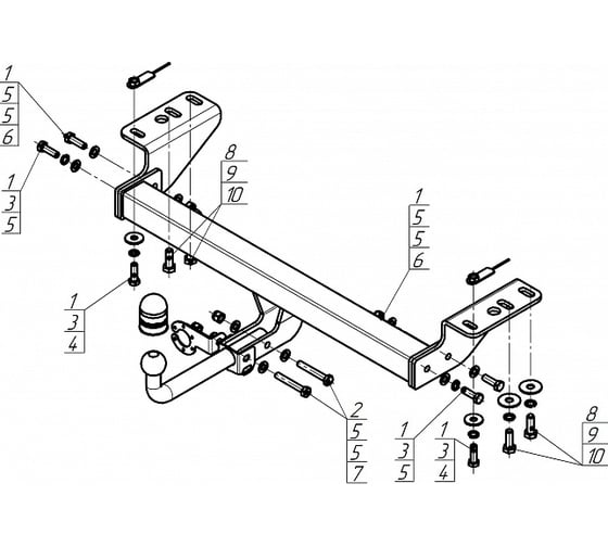 Фаркоп MOTODOR Haval H3 2024 - н.в. оцинкованный шар 93116-A