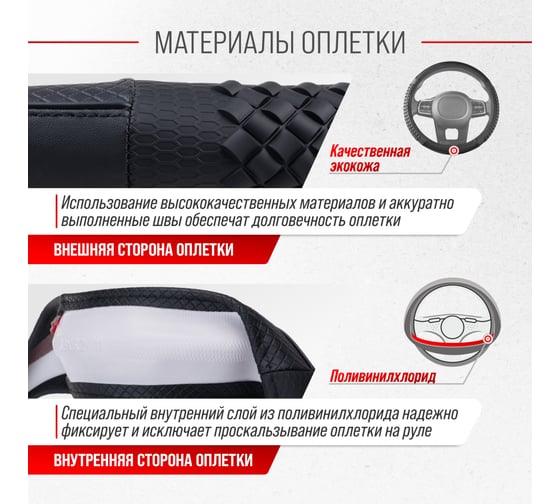 Оплетка SKYWAY Combo-11 M Черная экокожа S01102471