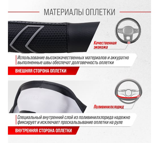 Оплетка SKYWAY Combo-9 M Черно/серая экокожа S01102469