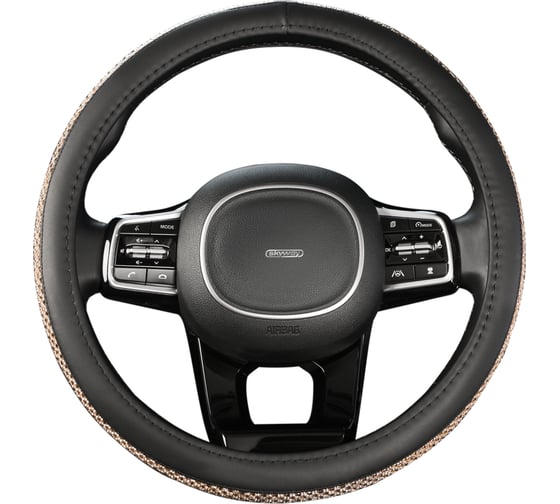 Оплетка SKYWAY Crystal-1 M Черная экокожа/бежевые стразы S01102464 1
