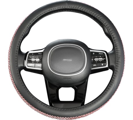 Оплетка SKYWAY Crystal-1 M Черная экокожа/розовые стразы S01102465