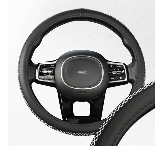 Оплетка SKYWAY Crystal-1 M Черная экокожа/синие стразы S01102462