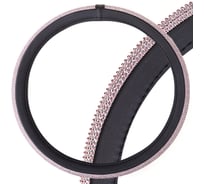 Оплетка SKYWAY Crystal-2 M Черная экокожа/розовые стразы S01102468