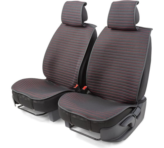 Накидки на передние сиденья CarPerformance, 2 шт. материал fiberflax /лен/ CUS-1022 BK/RD
