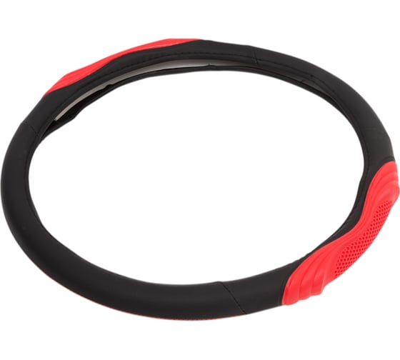 Оплётка руля CarPerformance экокожа, две 3D встав чёрн./красный, разм. XL, CP-2050 BK/RD