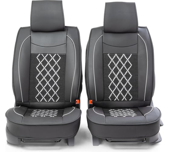 Каркасные накидки на передние сиденья CarPerformance 2 шт., экокожа CUS-2092 BK/GY