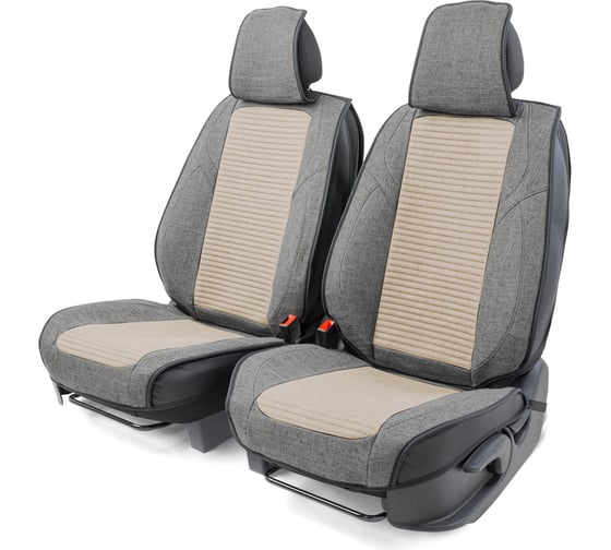 Каркасные 3D накидки на передние сиденья CarPerformance 2 шт., fiberflax/лен CUS-3024 D.GY/L.GY 1