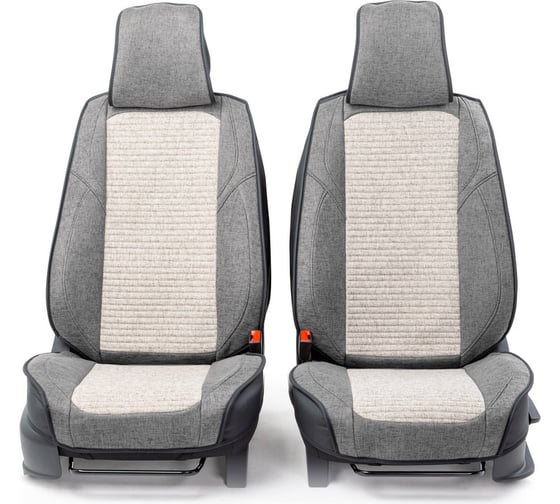 Каркасные 3D накидки на передние сиденья CarPerformance 2 шт., fiberflax/лен CUS-3024 D.GY/L.GY