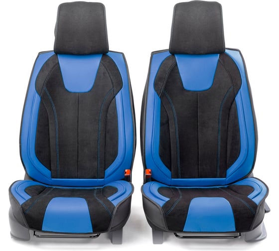 Каркасные 3D накидки на передние сиденья CarPerformance 2 шт., экокожа и алькантара CUS-3034 BK/BL