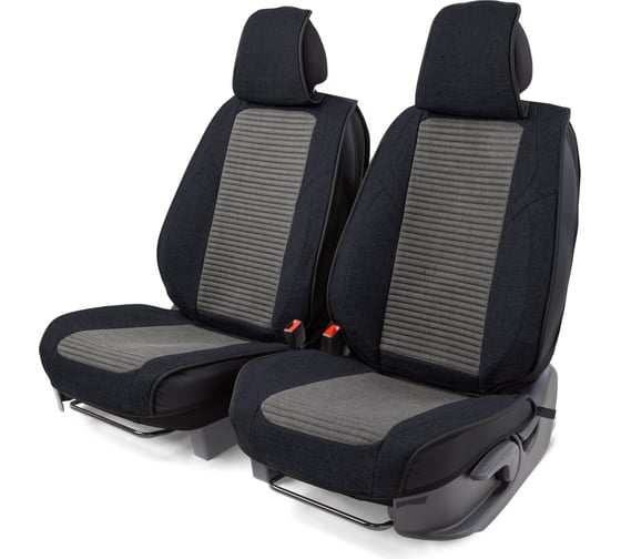 Каркасные 3D накидки на передние сиденья CarPerformance 2 шт., fiberflax/лен CUS-3024 BK/GY