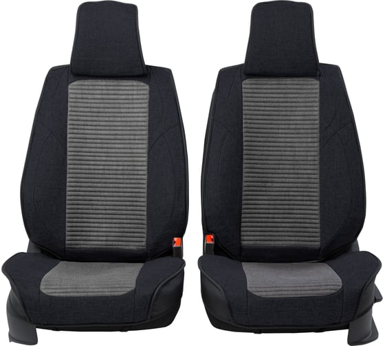 Каркасные 3D накидки на передние сиденья CarPerformance 2 шт., fiberflax/лен CUS-3024 BK/GY
