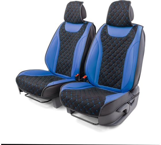 Каркасные 3D накидки на передние сиденья CarPerformance 2 шт., экокожа и алькантара CUS-3044 BK/BL 1