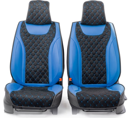 Каркасные 3D накидки на передние сиденья CarPerformance 2 шт., экокожа и алькантара CUS-3044 BK/BL