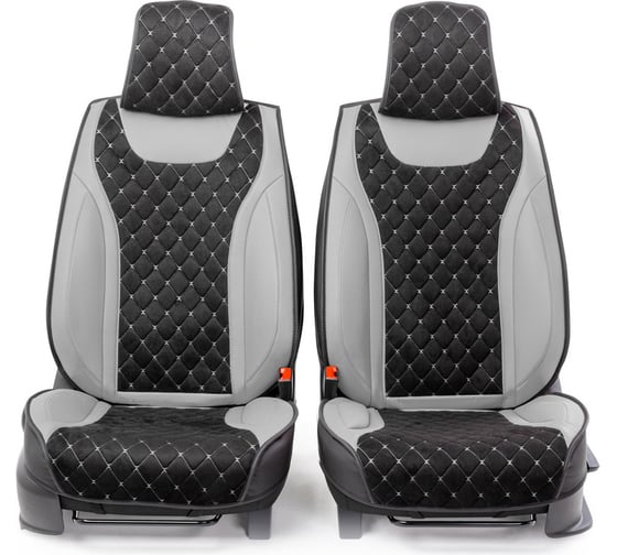 Каркасные 3D накидки на передние сиденья CarPerformance 2 шт., экокожа и алькантара CUS-3044 BK/GY