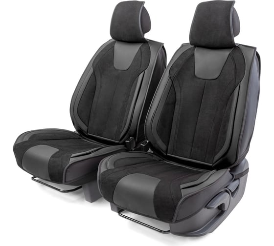 Каркасные 3D накидки на передние сиденья CarPerformance 2 шт., экокожа и алькантара CUS-3034 BK/BK