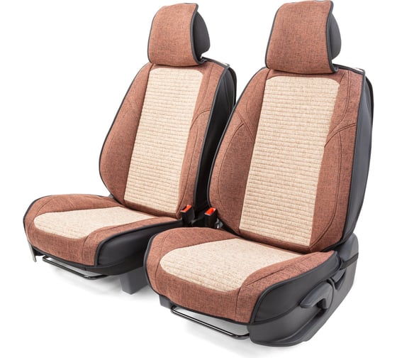 Каркасные 3D накидки на передние сиденья CarPerformance 2 шт., fiberflax/лен CUS-3024 COFFEE/BE 1