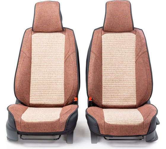 Каркасные 3D накидки на передние сиденья CarPerformance 2 шт., fiberflax/лен CUS-3024 COFFEE/BE