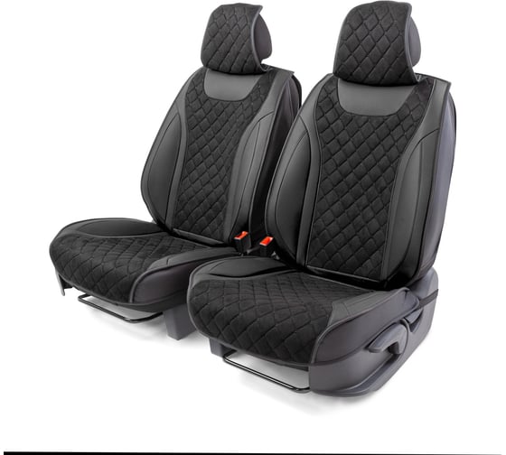 Каркасные 3D накидки на передние сиденья CarPerformance 2 шт., экокожа и алькантара CUS-3044 BK/BK