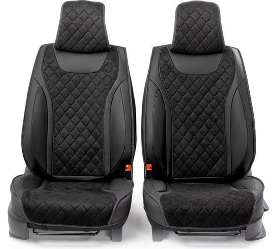 Каркасные 3D накидки на передние сиденья CarPerformance 2 шт., экокожа и алькантара CUS-3044 BK/BK