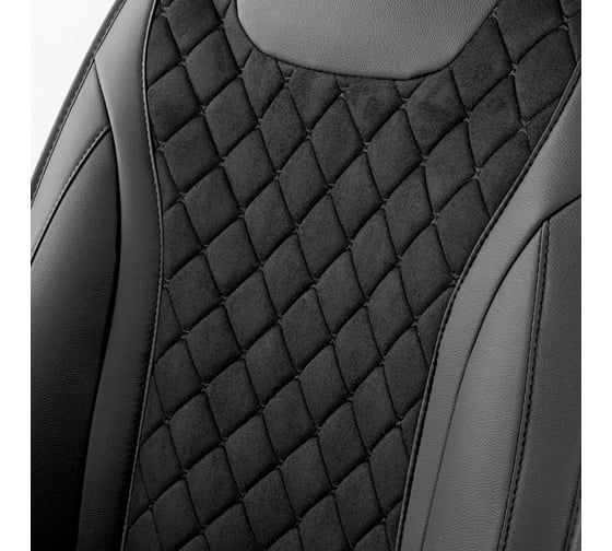 Каркасные 3D накидки на передние сиденья CarPerformance 2 шт., экокожа и алькантара CUS-3044 BK/BK