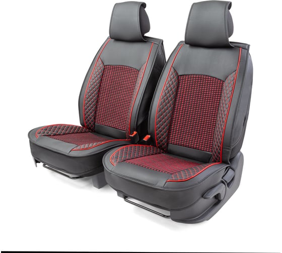 Каркасные накидки на передние сиденья CarPerformance 2 шт., экокожа CUS-2102 BK/RD 1