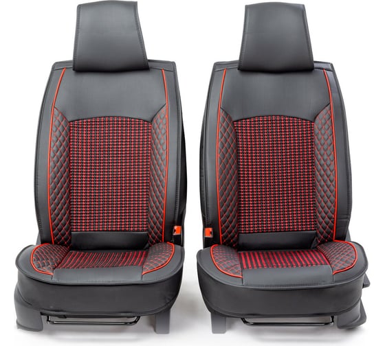 Каркасные накидки на передние сиденья CarPerformance 2 шт., экокожа CUS-2102 BK/RD