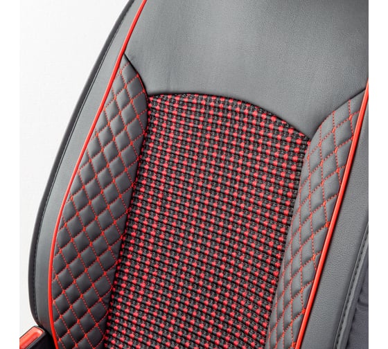 Каркасные накидки на передние сиденья CarPerformance 2 шт., экокожа CUS-2102 BK/RD