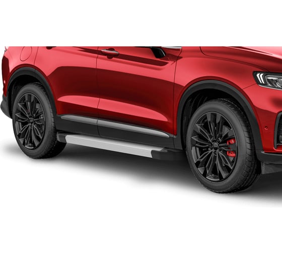 Пороги на авто Rival Silver Geely Tugella I поколение 2020-н.в., рынок РФ, 180 см F180AL.1907.1