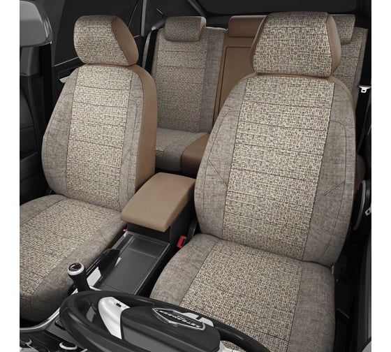 Авточехлы AVTOLIDER1 для Toyota Hilux 8 с 2015-н.в. джип-пикап Задняя спинка единая, сиденье 40 на 60, передний и задний подлокотники, 5 подголовников TA27-1303-LEN02